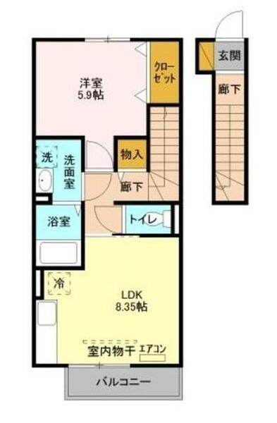 プランタン｜千葉県千葉市稲毛区園生町(賃貸アパート1LDK・2階・39.62㎡)の写真 その2