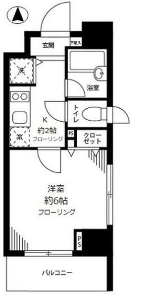 グロースメゾン亀戸 201｜東京都江東区亀戸６丁目(賃貸マンション1K・2階・20.46㎡)の写真 その2