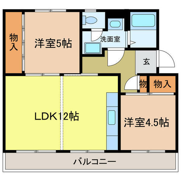 ヴィラナリー千代田　　９号棟 302｜大阪府河内長野市木戸３丁目(賃貸マンション2LDK・3階・54.37㎡)の写真 その2