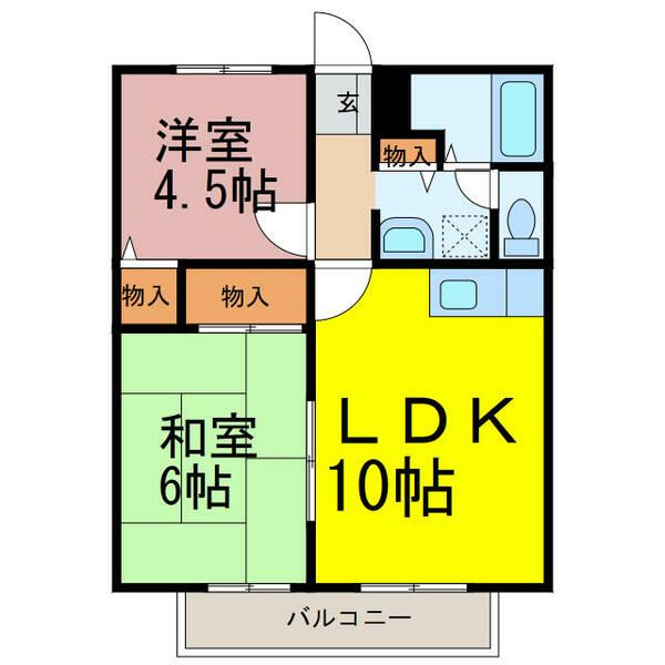 茨城県古河市常盤町(賃貸アパート2LDK・2階・47.54㎡)の写真 その2