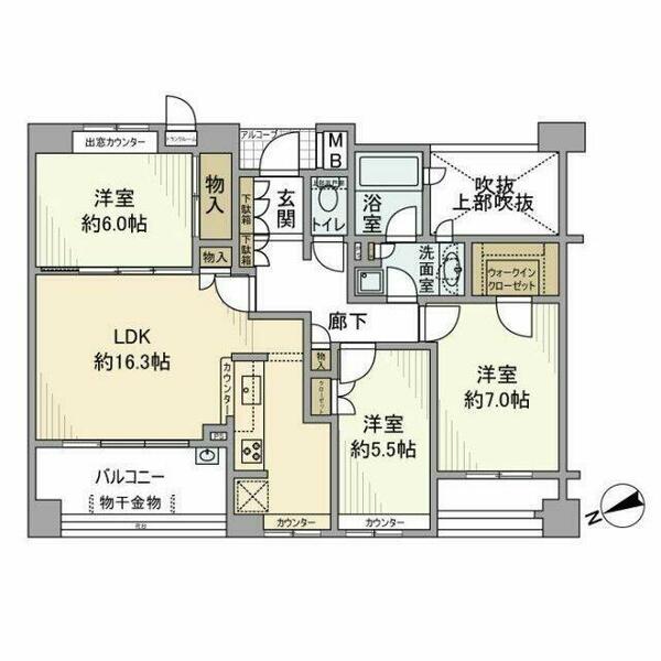 ドレッセ美しの森フロラージュ　ウエストヒル 3F｜神奈川県横浜市青葉区美しが丘２丁目(賃貸マンション3LDK・3階・80.69㎡)の写真 その2