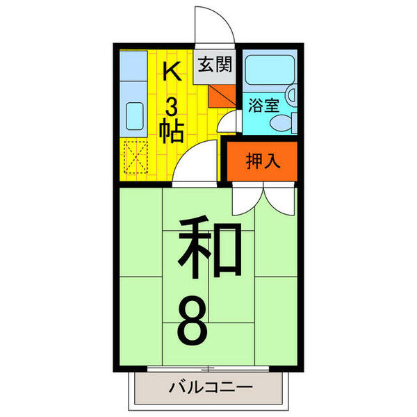 芙蓉ハイツ３ 206｜徳島県鳴門市鳴門町三ツ石字芙蓉山下(賃貸アパート1K・2階・21.96㎡)の写真 その2