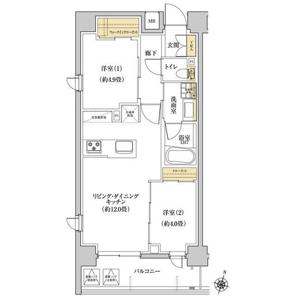 ＫＮＯＣＫＳ弥生台桜テラス 401｜神奈川県横浜市泉区弥生台(賃貸マンション2LDK・4階・49.08㎡)の写真 その2