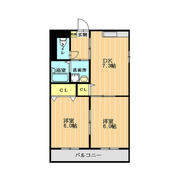 フォルシアⅡ 303｜熊本県熊本市北区黒髪１丁目(賃貸マンション2DK・3階・43.74㎡)の写真 その2