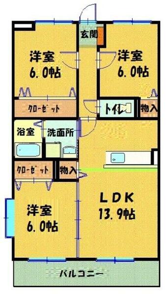 ルミエール 303｜熊本県熊本市北区山室６丁目(賃貸マンション3LDK・3階・70.49㎡)の写真 その2