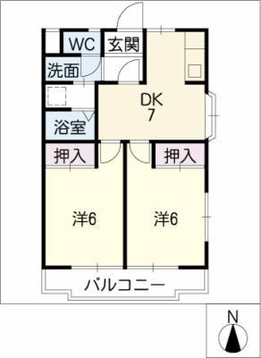 ロッキー須崎Ｂ棟｜愛知県名古屋市天白区梅が丘５丁目(賃貸アパート2DK・2階・47.20㎡)の写真 その2