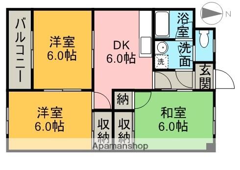 船木ハイツ 302｜愛媛県新居浜市船木(賃貸マンション3DK・3階・56.00㎡)の写真 その2