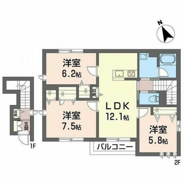 シャーメゾン新宿Ⅱ 0201｜神奈川県逗子市新宿３丁目(賃貸アパート3LDK・2階・76.21㎡)の写真 その2