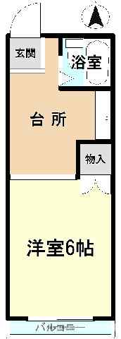 レジデンス山口Ａ棟 203｜福島県いわき市自由ケ丘(賃貸アパート1K・2階・17.90㎡)の写真 その2