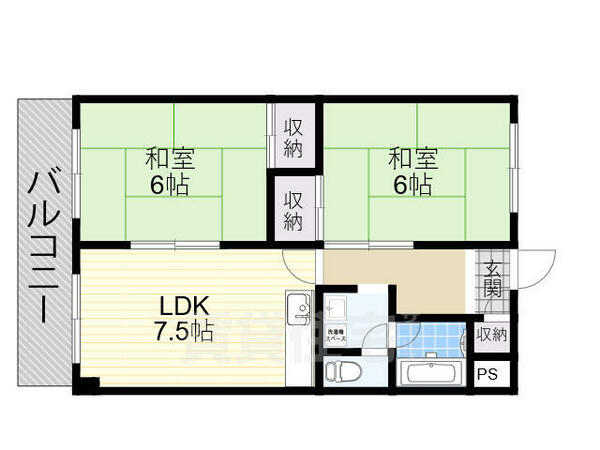 チボリビル｜大阪府堺市堺区向陵中町４丁(賃貸マンション2LDK・3階・47.00㎡)の写真 その2