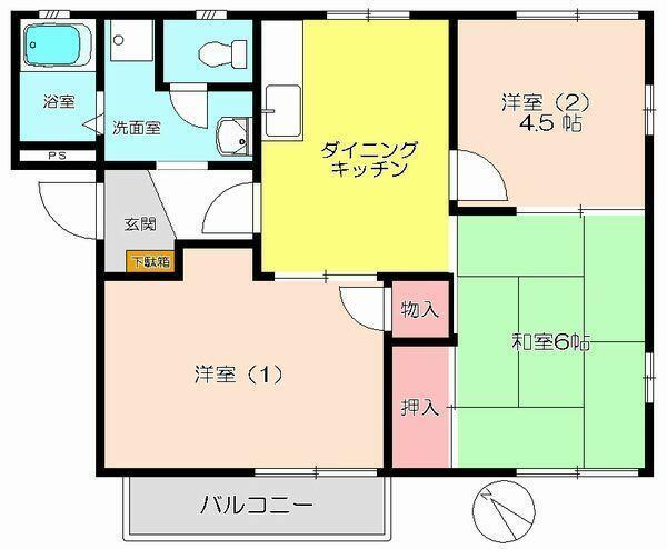 サンハイツＨＯＲＩ　Ｂ棟 101｜埼玉県行田市長野２丁目(賃貸アパート3DK・1階・48.84㎡)の写真 その2