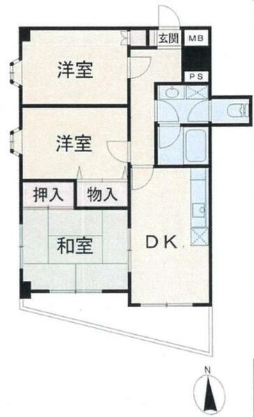 ガーデンスクエア 7F｜東京都多摩市一ノ宮３丁目(賃貸マンション3DK・7階・56.45㎡)の写真 その2