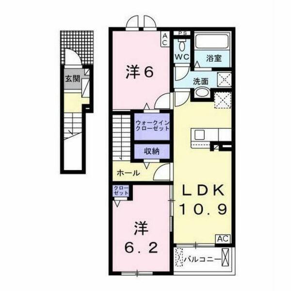 センシア七条　南 202｜岐阜県羽島市正木町曲利(賃貸アパート2LDK・2階・58.60㎡)の写真 その2