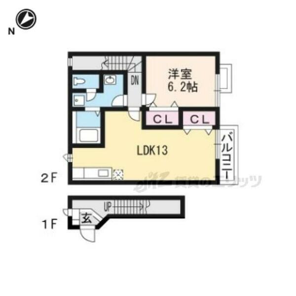 セピアコートホームズ２ 202｜滋賀県大津市大江５丁目(賃貸アパート1LDK・2階・44.97㎡)の写真 その2