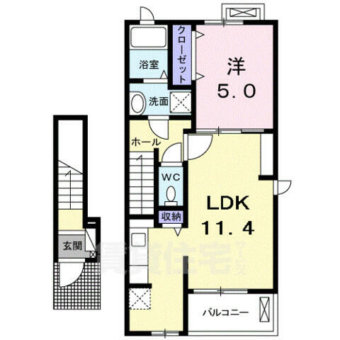 ル・フルール｜兵庫県神戸市北区山田町小部字大東(賃貸アパート1LDK・2階・42.28㎡)の写真 その2