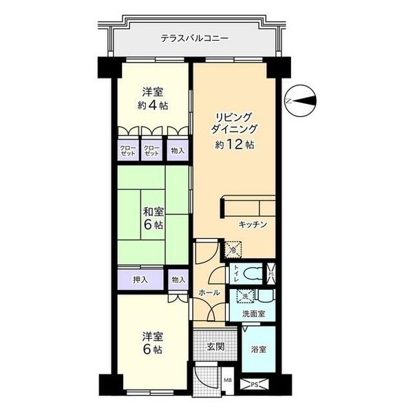 信開ドムス大領中 416｜石川県小松市大領中町２丁目(賃貸マンション3LDK・4階・65.05㎡)の写真 その2