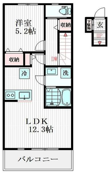 クローバーコート｜東京都多摩市和田(賃貸アパート1LDK・2階・45.54㎡)の写真 その2