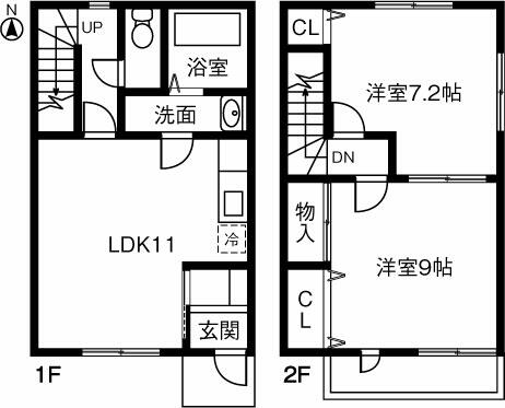 ＺＡＺ　Ｇａｒｄｅｎ　Ｖｉｌｌａｇｅ　Ｃ 101｜愛知県稲沢市祖父江町本甲宮東(賃貸テラスハウス2LDK・--・66.26㎡)の写真 その2