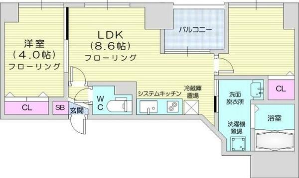 北海道札幌市中央区北二条西１３丁目(賃貸マンション2LDK・2階・36.93㎡)の写真 その2