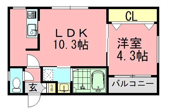 ＨＩＬＬＳＩＤＥ　ＴＥＲＲＡＣＥ 301｜福岡県福岡市東区和白東２丁目(賃貸アパート1LDK・3階・35.51㎡)の写真 その2