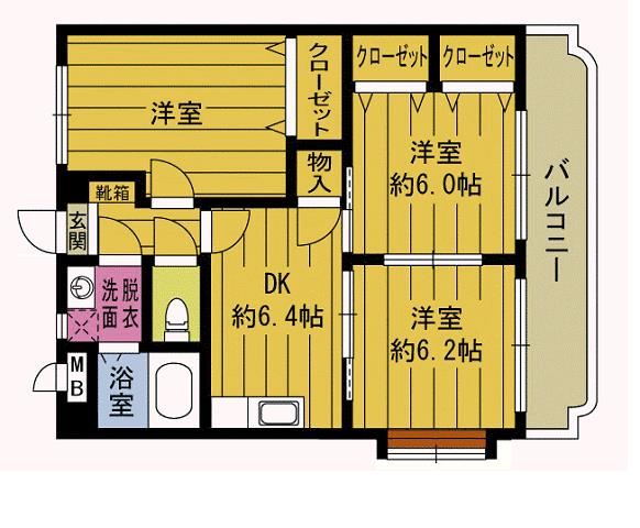 エテルノルーチェⅡ 201｜大分県由布市挾間町挾間(賃貸マンション3DK・2階・56.85㎡)の写真 その2