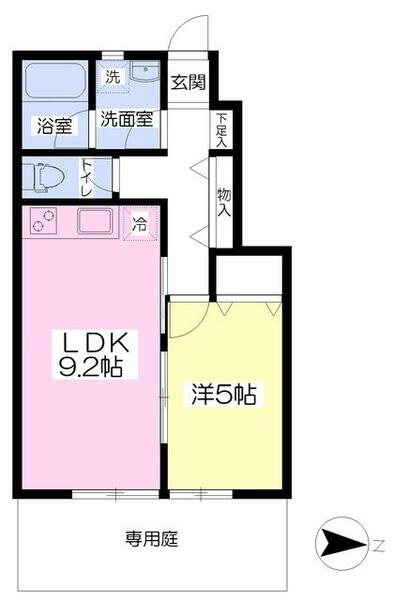 ユイマール 102｜東京都日野市栄町２丁目(賃貸アパート1LDK・1階・37.37㎡)の写真 その2