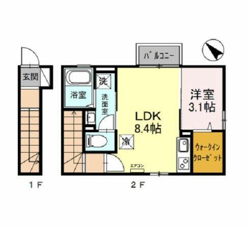 埼玉県春日部市一ノ割２丁目(賃貸アパート1LDK・2階・36.15㎡)の写真 その2