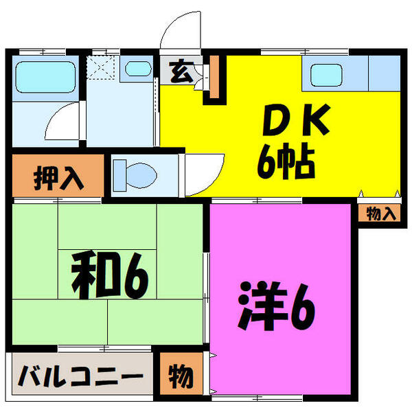 埼玉県東松山市材木町(賃貸アパート2DK・2階・41.12㎡)の写真 その2