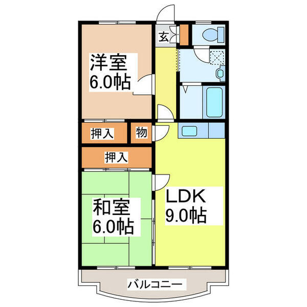 ベルメゾンもりやま 103｜熊本県八代市田中東町(賃貸マンション2LDK・1階・46.00㎡)の写真 その2