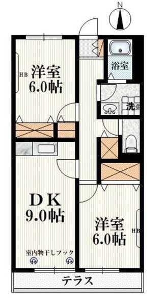 ひまわり小路 202｜東京都練馬区南大泉５丁目(賃貸マンション2DK・2階・54.65㎡)の写真 その2