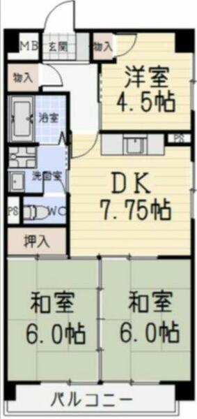 愛知県名古屋市北区五反田町(賃貸マンション3DK・5階・55.55㎡)の写真 その2