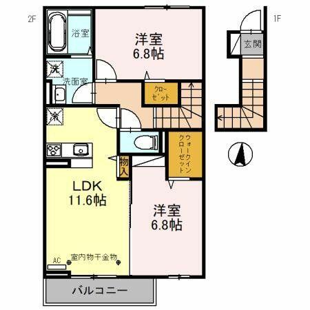 埼玉県狭山市根岸２丁目(賃貸アパート2LDK・2階・64.15㎡)の写真 その2