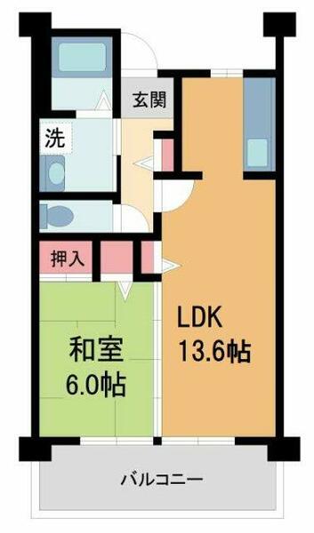 グリーンヒルズ仁川２号棟｜兵庫県宝塚市仁川団地(賃貸マンション1LDK・4階・49.00㎡)の写真 その2