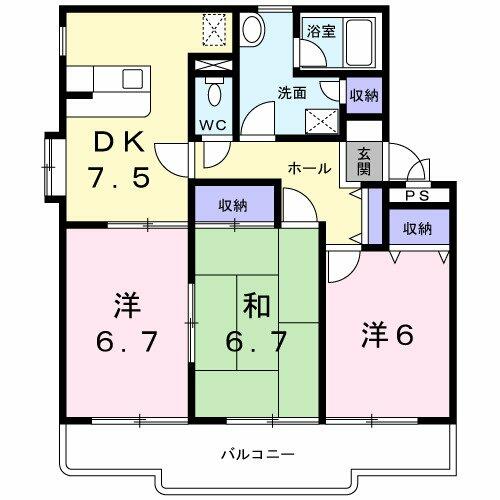 愛知県小牧市大字間々(賃貸マンション3DK・3階・65.21㎡)の写真 その2