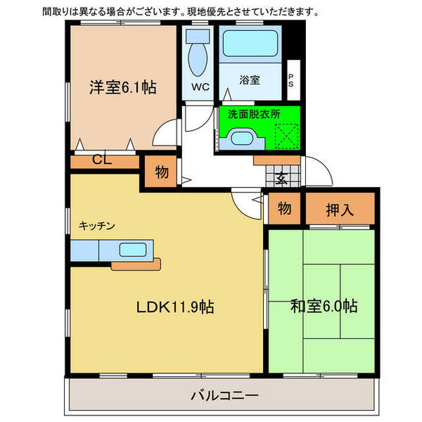 フォブールソレイユ 202｜徳島県小松島市日開野町字川田(賃貸アパート2LDK・2階・55.89㎡)の写真 その2