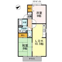 コーポサンライズ　Ｂ棟 103 ｜ 福岡県古賀市花見南１丁目（賃貸アパート2LDK・1階・50.39㎡） その2