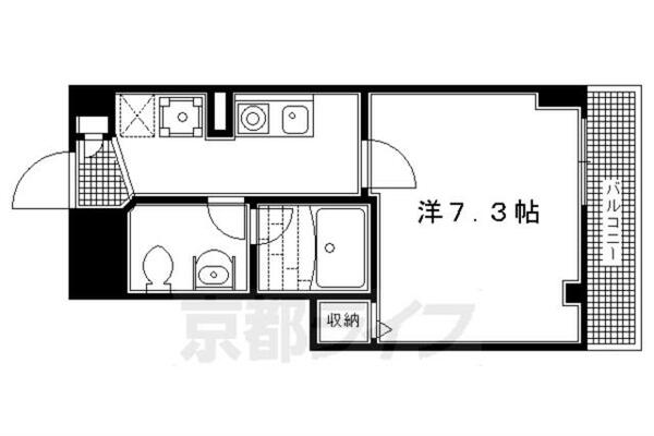 京都府京都市左京区下鴨梁田町(賃貸マンション1K・4階・25.00㎡)の写真 その2