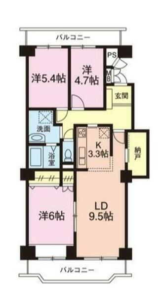 幕張ファミールハイツ　４号棟｜千葉県千葉市花見川区幕張町５丁目(賃貸マンション3LDK・3階・74.06㎡)の写真 その2