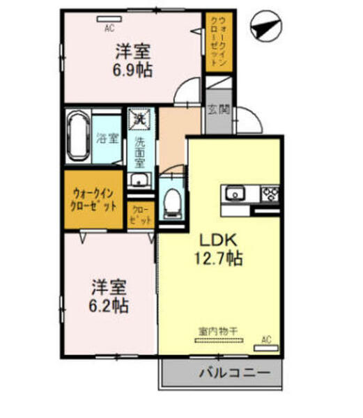 カーサ　ワイオリ｜大阪府岸和田市池尻町(賃貸アパート2LDK・2階・59.50㎡)の写真 その2