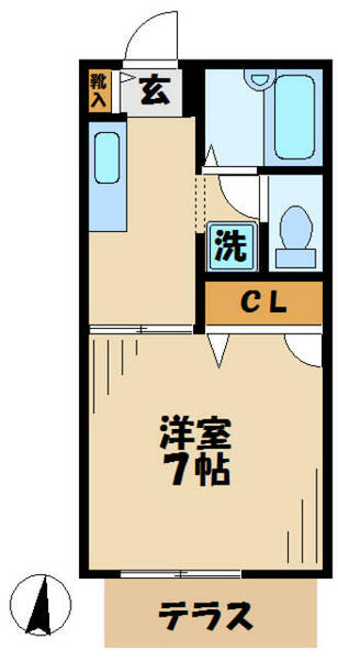 神奈川県厚木市愛名(賃貸アパート1K・2階・24.71㎡)の写真 その2