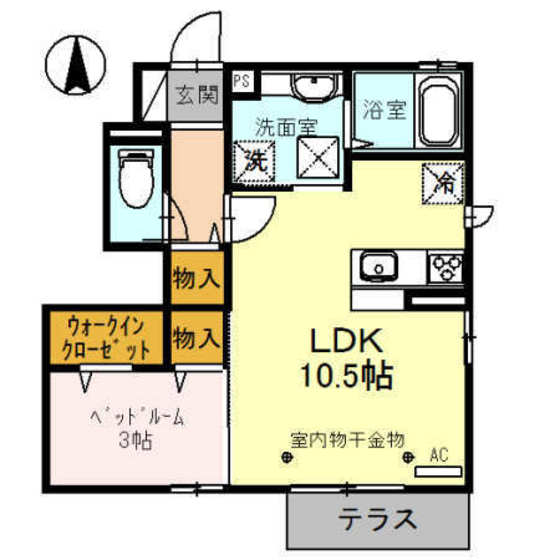 Ｄ－ｓｔｙｌｅ 101｜富山県富山市婦中町速星(賃貸アパート1LDK・1階・36.56㎡)の写真 その2