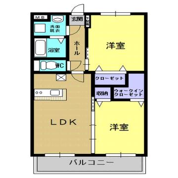 ベーシック小山田 201｜鹿児島県鹿児島市小山田町(賃貸マンション2LDK・2階・51.30㎡)の写真 その2