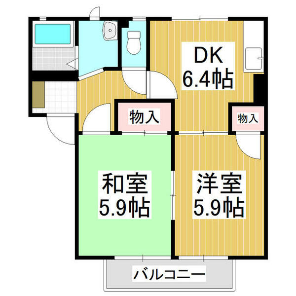 コマバハイムＢ｜長野県佐久市新子田(賃貸アパート2DK・1階・42.77㎡)の写真 その2