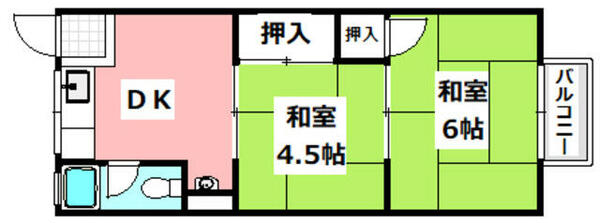清和マンション｜大阪府茨木市中津町(賃貸マンション2DK・3階・33.00㎡)の写真 その2