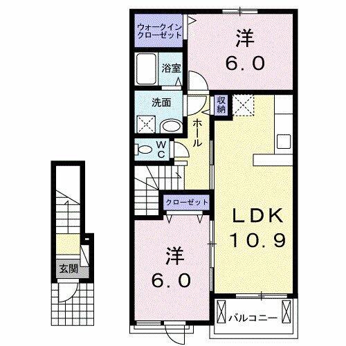 マ・シェリⅠ 202｜茨城県つくば市若栗(賃貸アパート2LDK・2階・57.21㎡)の写真 その2