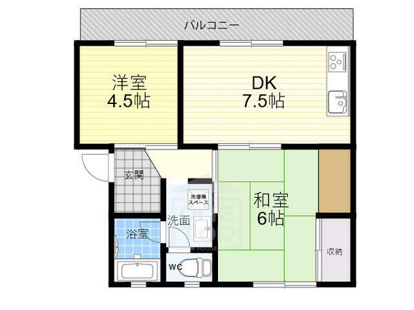 大阪府茨木市水尾２丁目(賃貸アパート2DK・2階・42.90㎡)の写真 その2