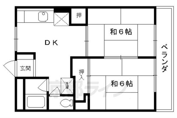 京都府京都市伏見区菱屋町(賃貸マンション2DK・2階・36.61㎡)の写真 その2