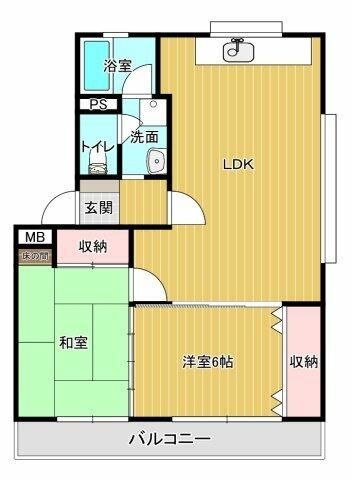 第２まつおかコーポ 201｜熊本県熊本市東区保田窪本町(賃貸アパート2LDK・2階・59.00㎡)の写真 その2