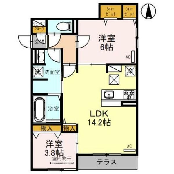 大阪府大阪市平野区平野西６丁目(賃貸アパート2LDK・1階・57.56㎡)の写真 その2