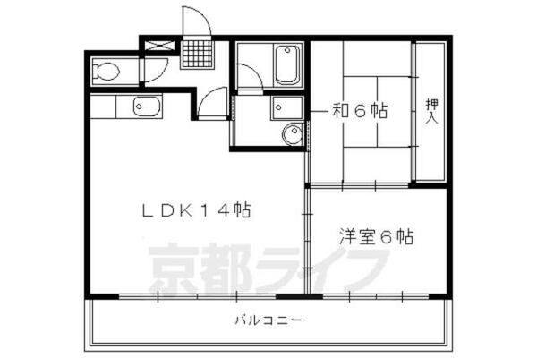 京都府京都市右京区太秦馬塚町(賃貸マンション2LDK・2階・56.04㎡)の写真 その2